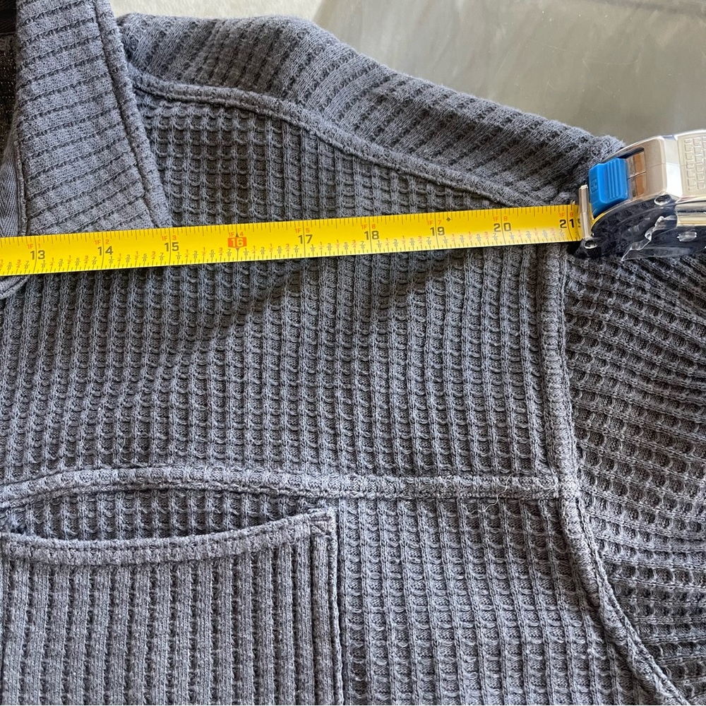 Aerie Lumberjane Waffle Button Up Shirt Smoked Gray Medium Lounge Cozy Boho Sz M - Picture 5 of 10